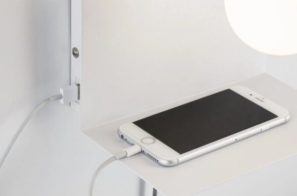 Paulmann 79812 - 1xE27/40W Nástěnné svítidlo s poličkou a USB CALVANI 230V bílá