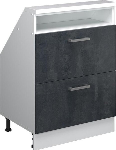 Kuchyňská skříňka pod šikmou střechu Vicco R-Line Černý beton 60 cm se 2 zásuvkami, Model 58242