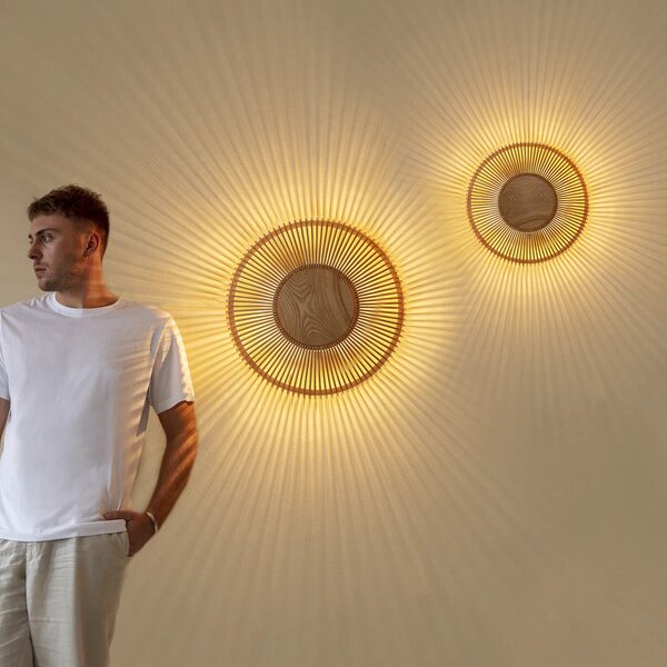 Umage Nástěnné dřevěné svítidlo CLAVA UP, 1xE27, Ø 49 cm Barva: Tmavý dub