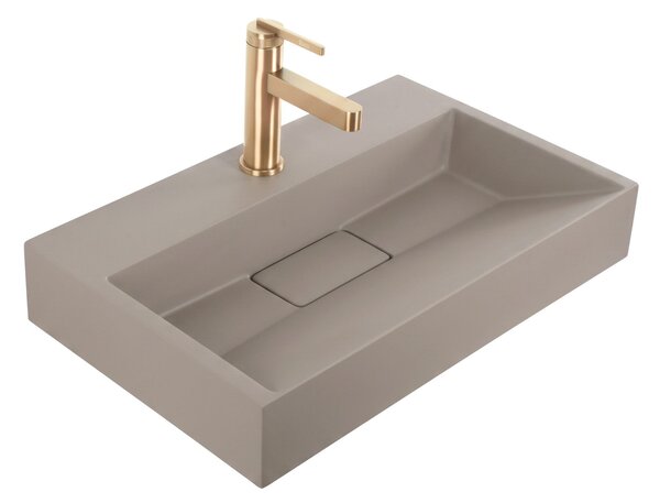 Rea Goya, umyvadlo z konglomerátu na desku/závěsné, 50 cm, béžová, REA-U4412