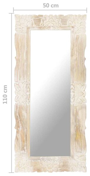 Zrcadlo bílé 110 x 50 cm masivní mangovníkové dřevo 321634