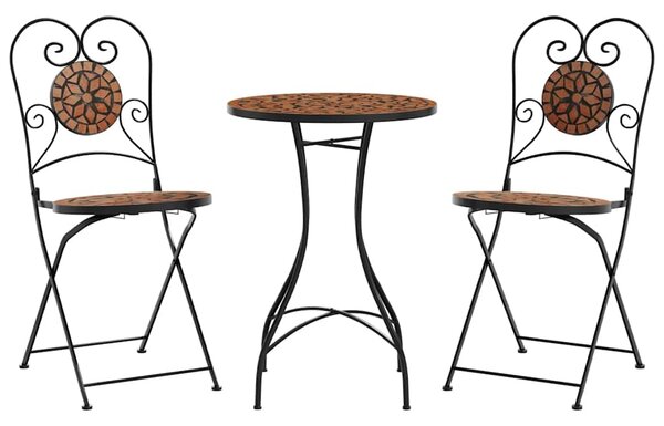 Mozaikový bistro set terakotový železo a keramika 3216352