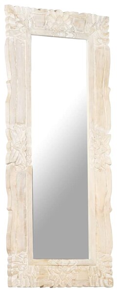 Zrcadlo bílé 110 x 50 cm masivní mangovníkové dřevo 321634