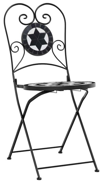 Mozaikový bistro set černý a bílý železo a keramika 3216354