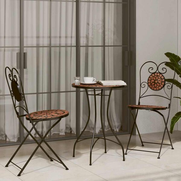 Mozaikový bistro set terakotový železo a keramika 3216352