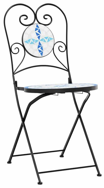 Mozaikový bistro set modrý a bílý železo a keramika 3216353