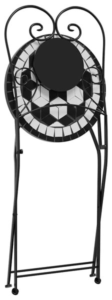 Mozaikový bistro set černý a bílý železo a keramika 3216354