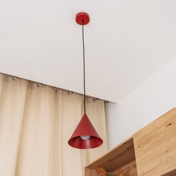 Lustr na lanku ETNA II 1xE27/15W/230V pr. 18,5 cm červená