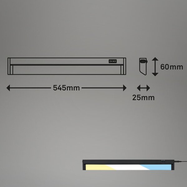 BRILO 2224-015 LED skříňkové svítidlo 54,5 cm 6W 800lm černá - BRILO