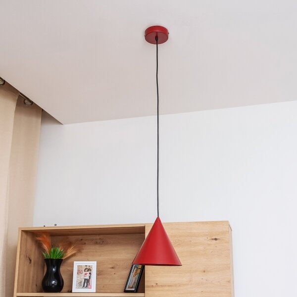 Lustr na lanku ETNA II 1xE27/15W/230V pr. 18,5 cm červená