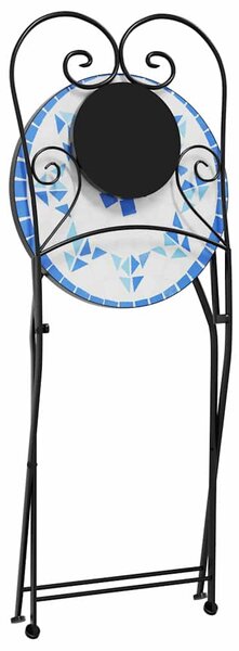 Mozaikový bistro set modrý a bílý železo a keramika 3216353