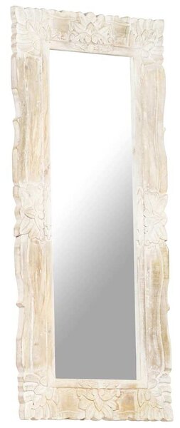 Zrcadlo bílé 110 x 50 cm masivní mangovníkové dřevo 321634