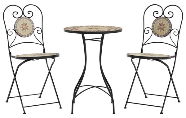 Mozaikový bistro set terakotový a bílý železo a keramika 3216356