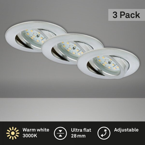 BRI 7209-039 3ks sada LED vestavné svítidlo, pr. 8,2 cm, 5 W, hliník - BRILONER