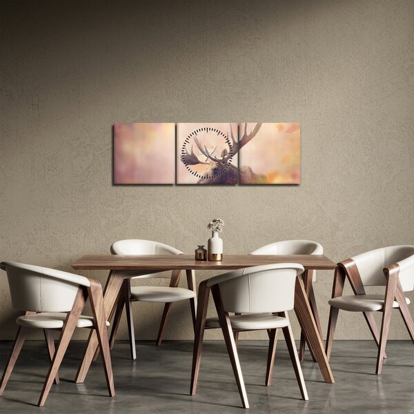 Obraz - Los v podzimním listí (s hodinami) (90x30 cm)