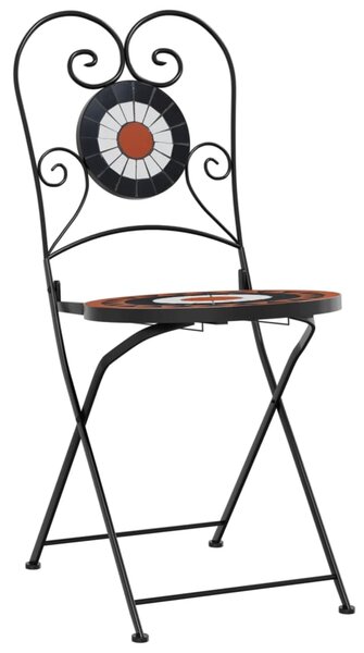 Mozaikový bistro set terakotový a bílý železo a keramika 3216355