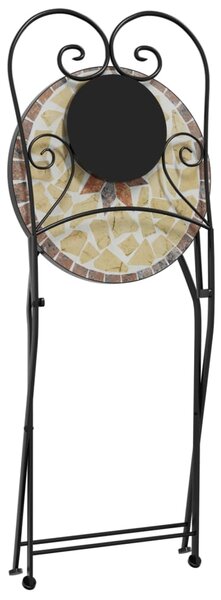 Mozaikový bistro set terakotový a bílý železo a keramika 3216356