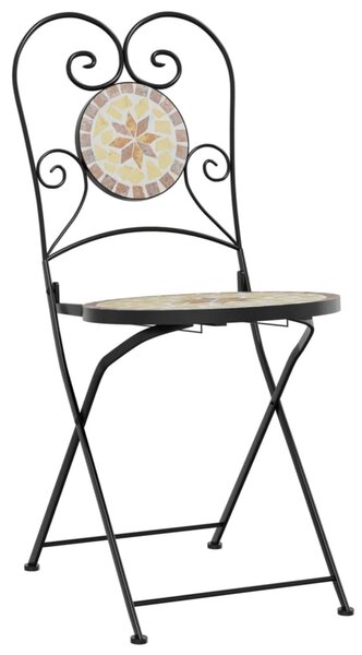 Mozaikový bistro set terakotový a bílý železo a keramika 3216356