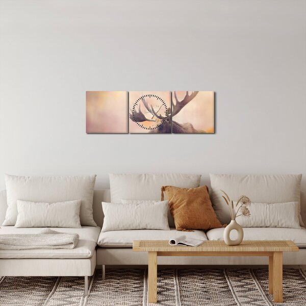 Obraz - Los v podzimním listí (s hodinami) (90x30 cm)