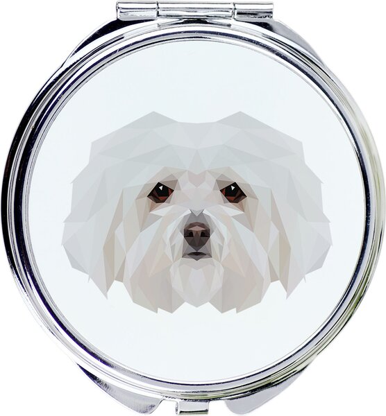 Zrcadlo s fotografií a geometrickým vzorem, určené pro psy plemene Bolognese (Bichon Bolognese), značky Art-Dog