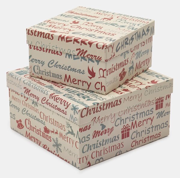 Sinsay - Vánoční dárkové krabice s potiskem „Merry Christmas“ 2 pack - vícebarevná