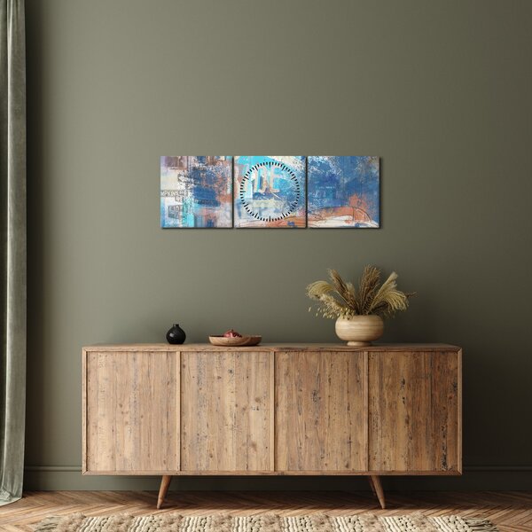 Obraz - Zrozen k jízdě, modré tóny (s hodinami) (90x30 cm)