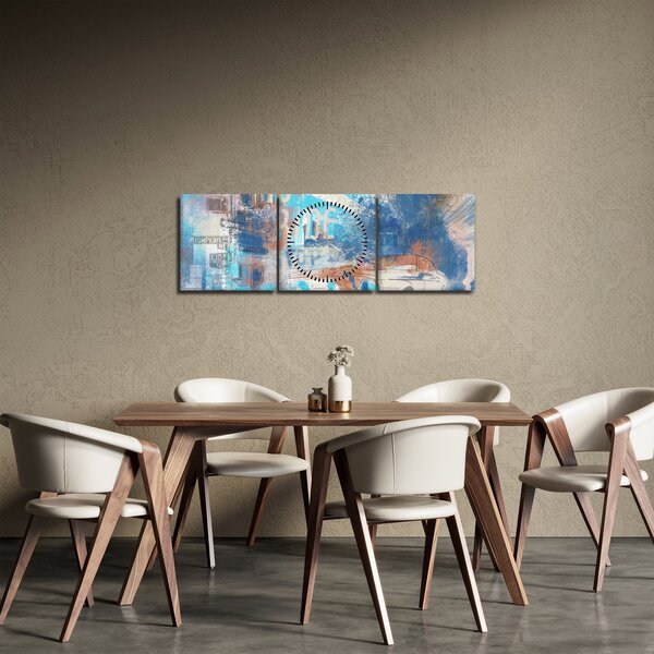 Obraz - Zrozen k jízdě, modré tóny (s hodinami) (90x30 cm)