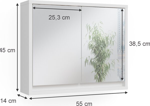 Koupelnová zrcadlová skříňka Vicco Mila Bílá 55 x 45 cm, Model 37571