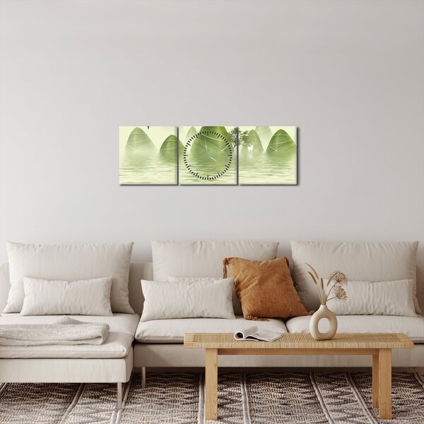 Obraz - Údolí zelených hor (s hodinami) (90x30 cm)