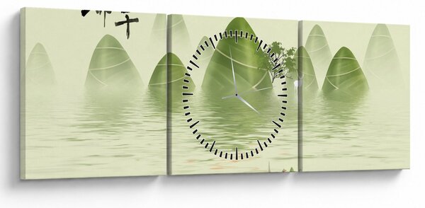 Obraz - Údolí zelených hor (s hodinami) (90x30 cm)