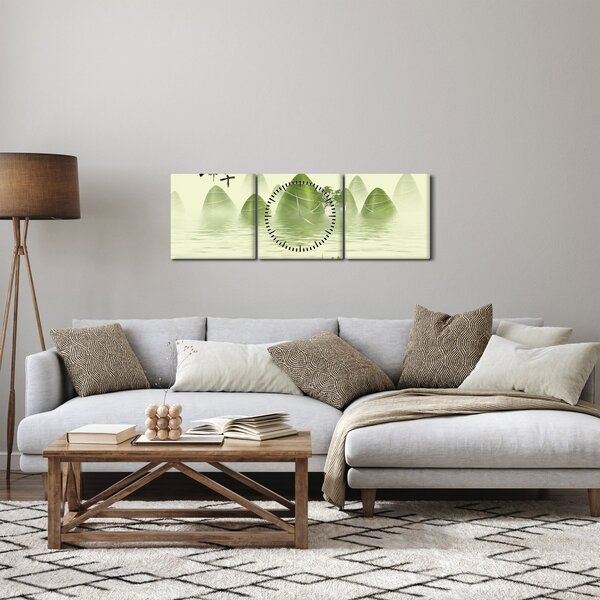 Obraz - Údolí zelených hor (s hodinami) (90x30 cm)