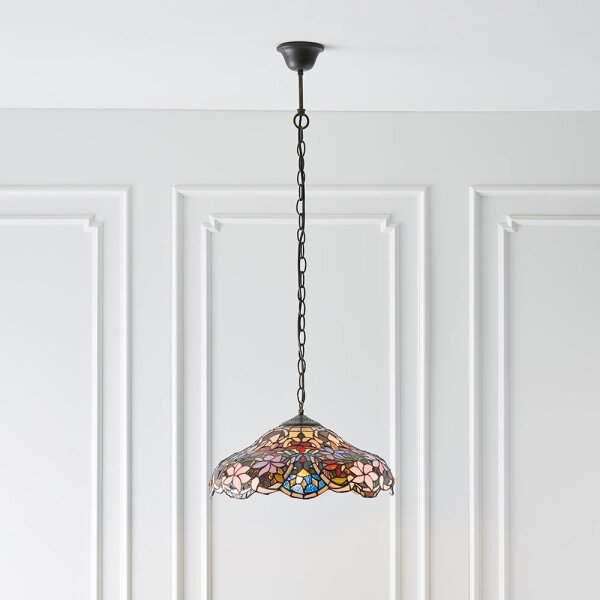 Endon 64325 - Lustr na řetězu Tiffany SULLIVAN 1xE27/60W/230V pr. 40 cm