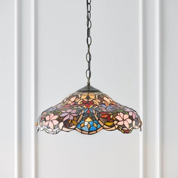 Endon 64325 - Lustr na řetězu Tiffany SULLIVAN 1xE27/60W/230V pr. 40 cm