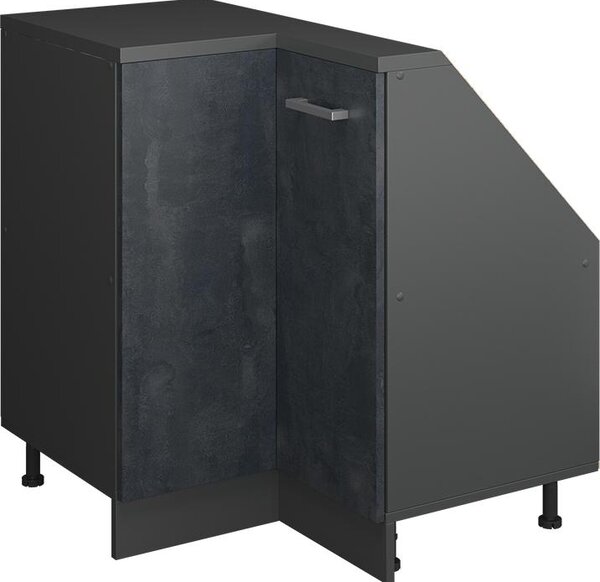 Rohová kuchyňská skříňka pod šikmou střechu Vicco R-Line Černý beton 75.6 cm s 1 dveřmi, Model 59095