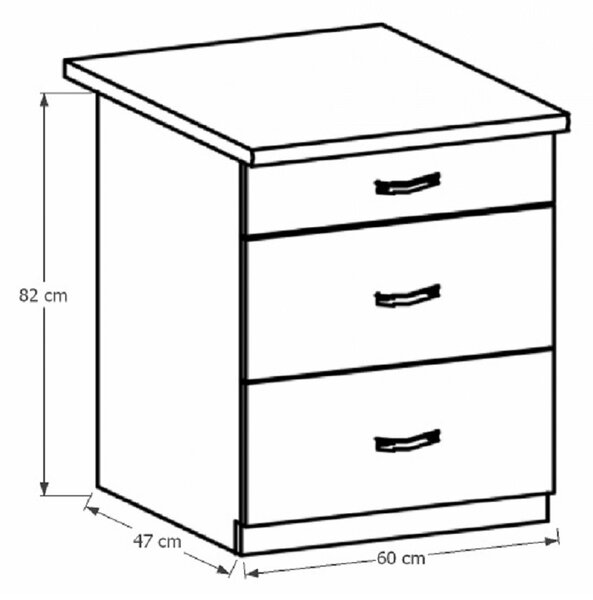 Dolní kuchyňská skříňka D60S3 Provense (bílá + sosna andersen)