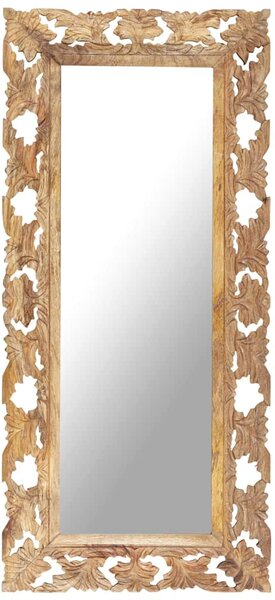 Ručně vyřezávané zrcadlo hnědé 110 x 50 cm masivní mangovník 321640