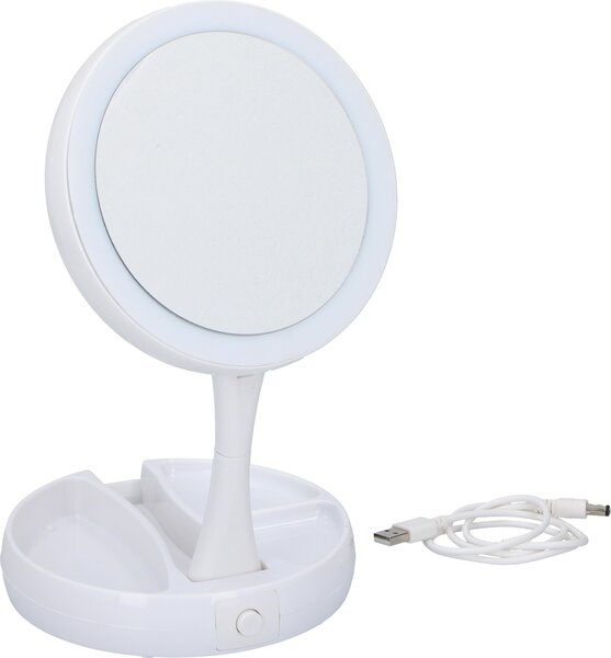 Zrcátko na líčení Grundig s LED osvětlením Úložný prostor Šperky Obyčejné a zvětšovací zrcátko Bílé