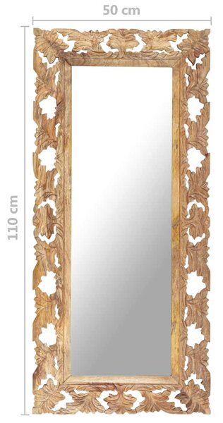Ručně vyřezávané zrcadlo hnědé 110 x 50 cm masivní mangovník 321640