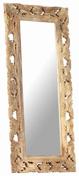 Ručně vyřezávané zrcadlo hnědé 110 x 50 cm masivní mangovník 321640
