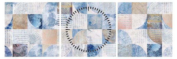 Obraz - Geometrické tvary na zdi (s hodinami) (90x30 cm)