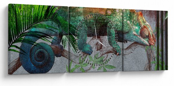 Obraz - Chameleon (s hodinami) (90x30 cm)