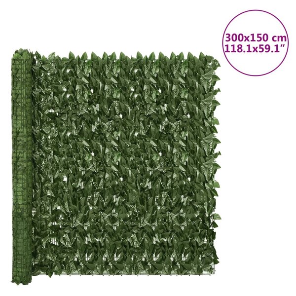 Balkonová zástěna s tmavě zelenými listy 300 x 150 cm 3216424