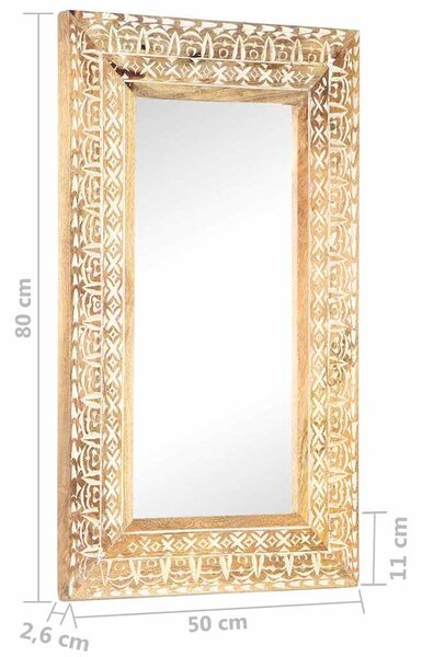 Ručně vyřezávané zrcadlo 80 x 50 x 2,6 cm masivní mangovník 321645
