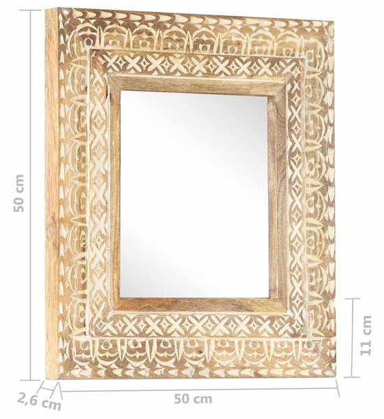 Ručně vyřezávané zrcadlo 50 x 50 x 2,6 cm masivní mangovník 321644