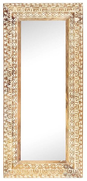 Ručně vyřezávané zrcadlo 110 x 50 x 2,6 cm masivní mangovník 321646