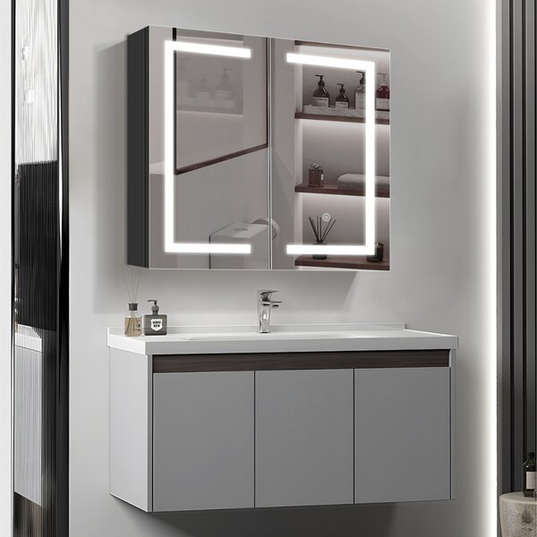 SensaHome zrcadlová skříňka s LED osvětlením - Koupelnová skříňka - 3 barvy LED - 60 x 65 cm