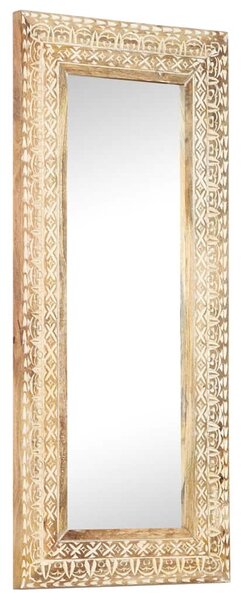 Ručně vyřezávané zrcadlo 110 x 50 x 2,6 cm masivní mangovník 321646