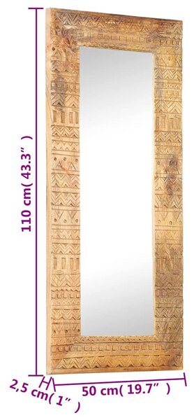 Ručně vyřezávané zrcadlo 110 x 50 x 2,5 cm masivní mangovník 321649