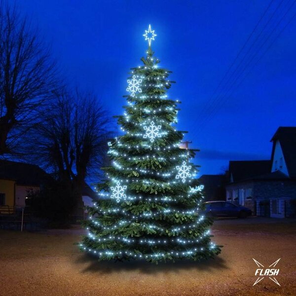 DECOLED LED světelná sada na stromy vysoké 6-8 m, ledová bílá s Flash, dekory DZX0EFD05