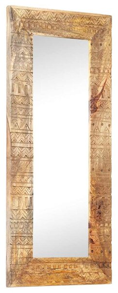Ručně vyřezávané zrcadlo 110 x 50 x 2,5 cm masivní mangovník 321649